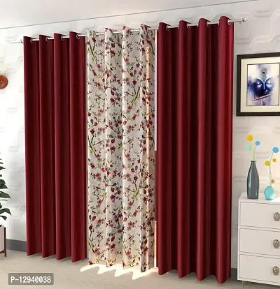 Shopgallery Curtains for Window Bedroom, Living Room and Kitchen, Home Decor Fashion Printed Set of 3 Curtains with Stainless Steel Rings (4 Feet X 5 Feet, 5 Multi)-thumb5