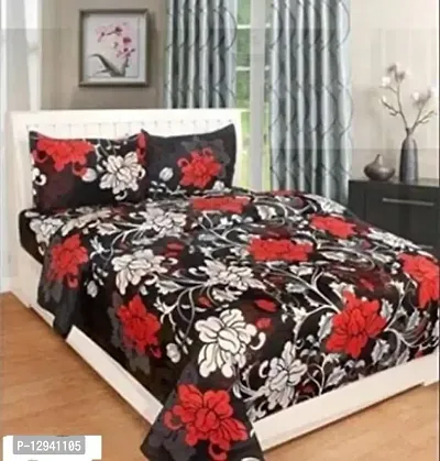 Shopgallery Cotton 144 TC Cotton Double Bedsheet with 2 Pillow Covers (Multi_02)