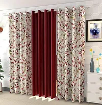 Shopgallery Curtains for Window Bedroom, Living Room and Kitchen, Home Decor Fashion Printed Set of 3 Curtains with Stainless Steel Rings (4 Feet X 5 Feet, 19 Multi)-thumb4