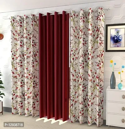 Shopgallery Curtains for Window Bedroom, Living Room and Kitchen, Home Decor Fashion Printed Set of 3 Curtains with Stainless Steel Rings (4 Feet X 5 Feet, 19 Multi)-thumb5