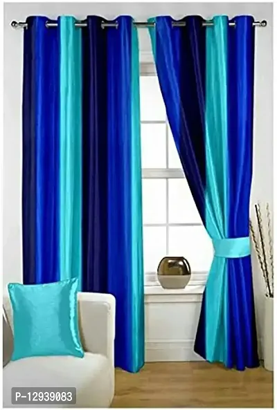 Jai Durga Home Furnishing Plain Double Shaded Eyelet Door Curtain Pack of 2 - (4 x 7 ft)-thumb0