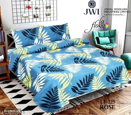 Shopgallery 160 Tc Double Bedsheet for Double Bed - Polycotton Printed Flatsheet for Bedroom - Queen Size Double Bed Sheet with 2 Pillow Covers ( 90 X 90 Inch, Multi_05 )-thumb3