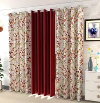 Shopgallery Curtains for Window Bedroom, Living Room and Kitchen, Home Decor Fashion Printed Set of 3 Curtains with Stainless Steel Rings (4 Feet X 5 Feet, 12 Multi)-thumb1