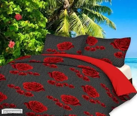 Shopgallery 160 Tc Double Bedsheet for Double Bed - Polycotton Printed Flatsheet for Bedroom - Queen Size Double Bed Sheet with 2 Pillow Covers ( 90 X 90 Inch, Multi_11 )