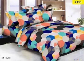 Shopgallery 160 Tc Double Bedsheet for Double Bed - Polycotton Printed Flatsheet for Bedroom - Queen Size Double Bed Sheet with 2 Pillow Covers ( 90 X 90 Inch, Multi_25 )-thumb1