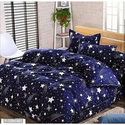 Shopgallery 160 Tc Double Bedsheet for Double Bed - Polycotton Printed Flatsheet for Bedroom - Queen Size Double Bed Sheet with 2 Pillow Covers ( 90 X 90 Inch, Multi_23 )-thumb0