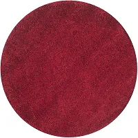 Shopgallery Modern Polyester Anti Slip Round Shaggy Fluffy Fur Rug and Carpet for Runner,Kalin for Bedroom/Dinning Hall/Living Room,Round Carpets for Home ( 2 X 2 Feet , Red )-thumb1