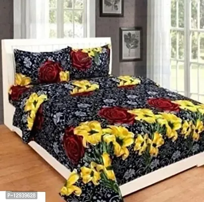 Shopgallery Cotton 144 TC Cotton Double Bedsheet with 2 Pillow Covers (Multi_08)