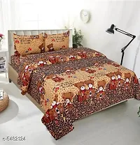 Shopgallery 160 Tc Double Bedsheet for Double Bed - Polycotton Printed Flatsheet for Bedroom - Queen Size Double Bed Sheet with 2 Pillow Covers ( 90 X 90 Inch, Multi_14 )-thumb2