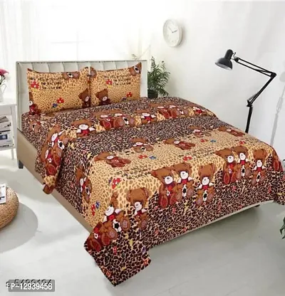 Shopgallery 160 Tc Double Bedsheet for Double Bed - Polycotton Printed Flatsheet for Bedroom - Queen Size Double Bed Sheet with 2 Pillow Covers ( 90 X 90 Inch, Multi_14 )-thumb3