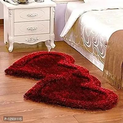 Jai Durga Home FURNISHINGSuper Soft Silky Non-Slip Heart Shape Carpet Runner, Mats for | Bedroom | Living Room | Floor | Home Decoration(nannan), Red-thumb2