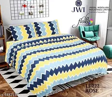 Shopgallery 160 Tc Double Bedsheet for Double Bed - Polycotton Printed Flatsheet for Bedroom - Queen Size Double Bed Sheet with 2 Pillow Covers ( 90 X 90 Inch, Multi_13 )-thumb1