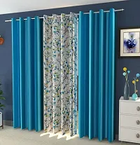 Shopgallery Curtains for Window Bedroom, Living Room and Kitchen, Home Decor Fashion Printed Set of 3 Curtains with Stainless Steel Rings (4 Feet X 5 Feet, 3 Multi)-thumb3