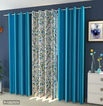 Shopgallery Curtains for Window Bedroom, Living Room and Kitchen, Home Decor Fashion Printed Set of 3 Curtains with Stainless Steel Rings (4 Feet X 5 Feet, 3 Multi)-thumb5