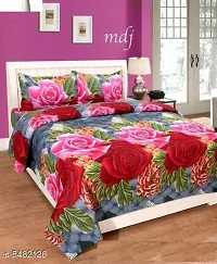 Shopgallery 160 Tc Double Bedsheet for Double Bed - Polycotton Printed Flatsheet for Bedroom - Queen Size Double Bed Sheet with 2 Pillow Covers ( 90 X 90 Inch, Multi_22 )-thumb1