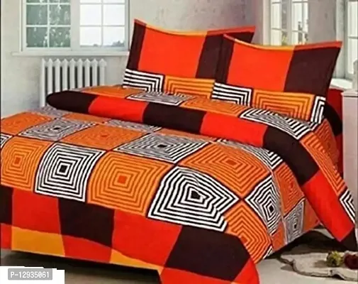 Shopgallery Cotton 144 TC Cotton Double Bedsheet with 2 Pillow Covers (Multi_03)-thumb0