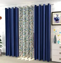 Shopgallery Curtains for Window Bedroom, Living Room and Kitchen, Home Decor Fashion Printed Set of 3 Curtains with Stainless Steel Rings (4 Feet X 5 Feet, 8 Multi)-thumb2