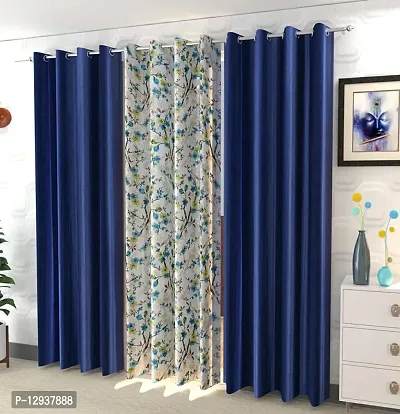 Shopgallery Curtains for Window Bedroom, Living Room and Kitchen, Home Decor Fashion Printed Set of 3 Curtains with Stainless Steel Rings (4 Feet X 5 Feet, 8 Multi)-thumb3