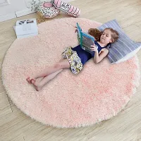 Shopgallery Modern Polyester Anti Slip Round Shaggy Fluffy Fur Rug and Carpet for Runner,Kalin for Bedroom/Dinning Hall/Living Room,Round Carpets for Home ( 2 X 2 Feet , Baby Pink )-thumb2