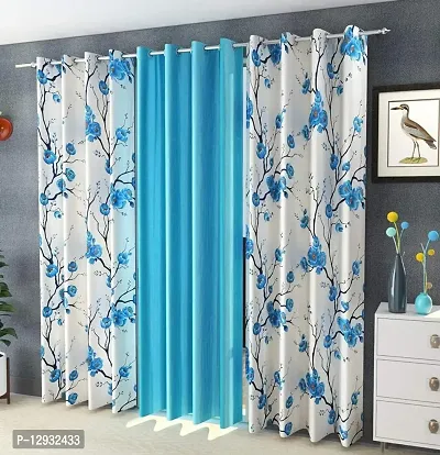 Shopgallery 100% Polyester Curtains for Window Bedroom, Living Room and Kitchen, Home Decor Fashion Printed Set of 3 Curtains with Stainless Steel Rings (4 Feet X 5 Feet, 20 Multi)