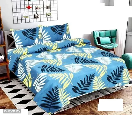 Shopgallery 160 Tc Double Bedsheet for Double Bed - Polycotton Printed Flatsheet for Bedroom - Queen Size Double Bed Sheet with 2 Pillow Covers ( 90 X 90 Inch, Multi_05 )-thumb0