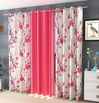 Shopgallery Curtains for Window Bedroom, Living Room and Kitchen, Home Decor Fashion Printed Set of 3 Curtains with Stainless Steel Rings (4 Feet X 5 Feet, 15 Multi)-thumb2