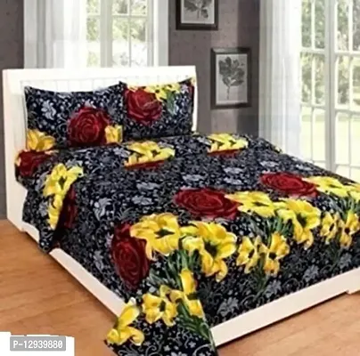 Shopgallery Cotton 144 TC Cotton Double Bedsheet with 2 Pillow Covers (Multi_01)