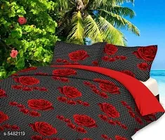 Shopgallery 160 Tc Double Bedsheet for Double Bed - Polycotton Printed Flatsheet for Bedroom - Queen Size Double Bed Sheet with 2 Pillow Covers ( 90 X 90 Inch, Multi_11 )-thumb1