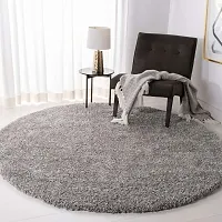 Shopgallery Modern Polyester Anti Slip Round Shaggy Fluffy Fur Rug and Carpet for Runner,Kalin for Bedroom/Dinning Hall/Living Room,Round Carpets for Home ( 2 X 2 Feet , Silver )-thumb2