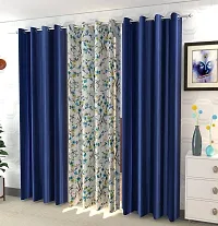 Shopgallery Curtains for Window Bedroom, Living Room and Kitchen, Home Decor Fashion Printed Set of 3 Curtains with Stainless Steel Rings (4 Feet X 5 Feet, 8 Multi)-thumb1