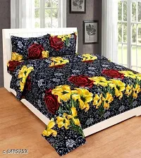 Shopgallery 160 Tc Double Bedsheet for Double Bed - Polycotton Printed Flatsheet for Bedroom - Queen Size Double Bed Sheet with 2 Pillow Covers ( 90 X 90 Inch, Multi_24 )-thumb2