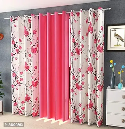 shopgallery 4 x 7 feet Pink Polyester Blackout Door Curtain (Pack Of 3)-thumb0