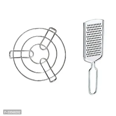 Useful Stainless Steel Kitchen Cooking Pot Steaming Tray Round Cooker Steamer Stand with Cheese Grater-Set Of 2-thumb0