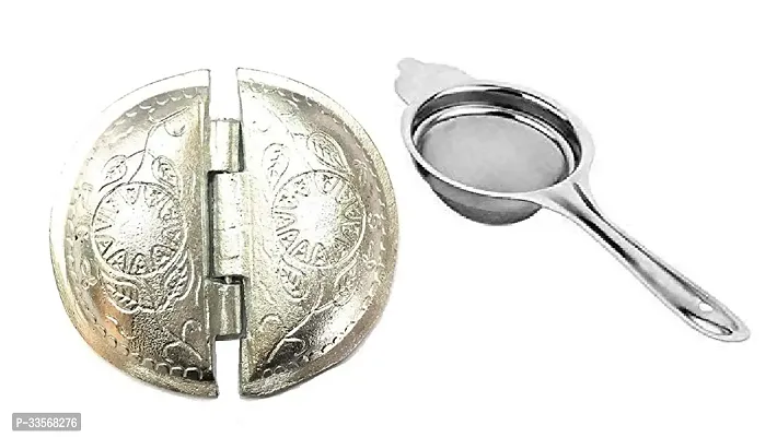 Useful Aluminum Gujiya Mold Sancha Maker With Steel Tea Strainer-Set Of 2-thumb0