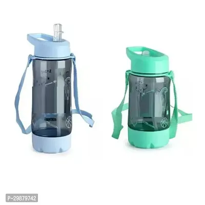 Trendy 600ml 450ML water bottle with Straw  Belt for kids School Bottle Picnic Bottle Sipper Bottle Kids waterbag Pack of 2-thumb0