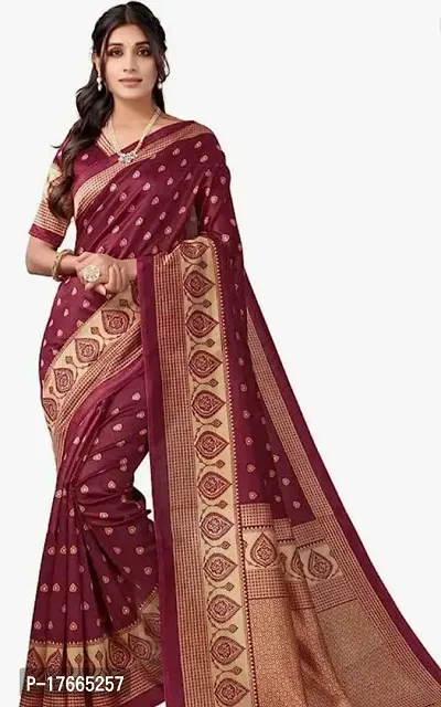 Fancy Silk Blend Saree with Blouse Piece for Women-thumb0