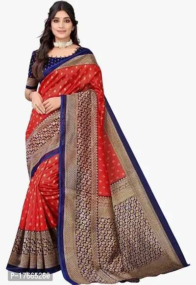 Fancy Silk Blend Saree with Blouse Piece for Women-thumb0