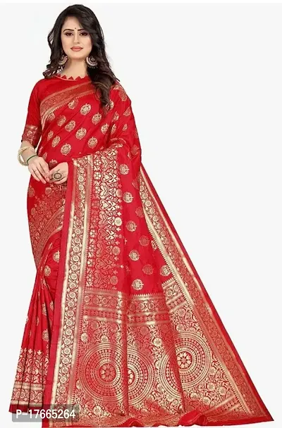 Fancy Silk Blend Saree with Blouse Piece for Women-thumb0