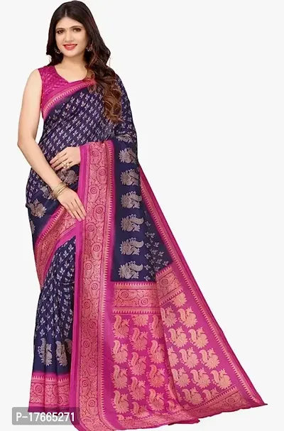 Fancy Silk Blend Saree with Blouse Piece for Women