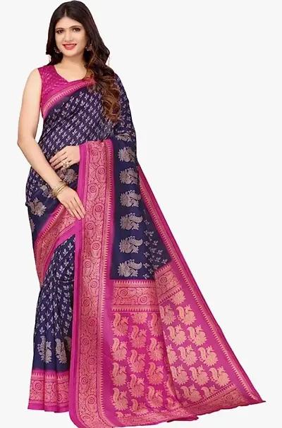 Fancy Silk Blend Saree with Blouse Piece for Women