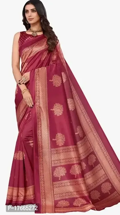 Fancy Silk Blend Saree with Blouse Piece for Women