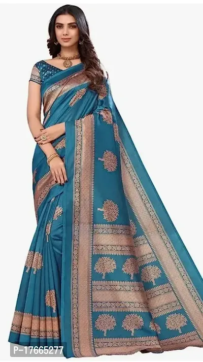 Fancy Silk Blend Saree with Blouse Piece for Women