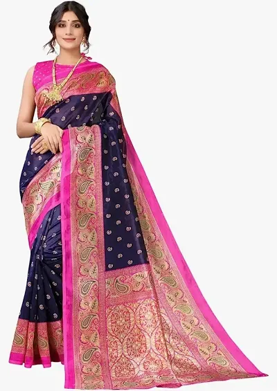 Fancy Silk Blend Saree with Blouse Piece for Women