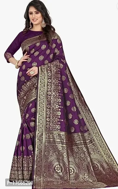 Fancy Silk Blend Saree with Blouse Piece for Women