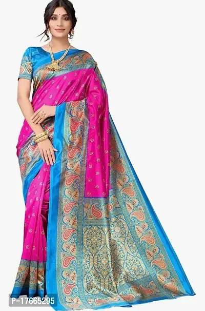 Fancy Silk Blend Saree with Blouse Piece for Women-thumb0