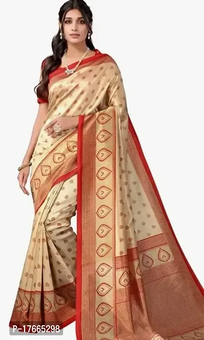 Fancy Silk Blend Saree with Blouse Piece for Women-thumb0