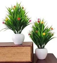 Mini Table Flower Top For Home Shop Office Decoration Gift Bonsai Wild Artificial Plant With Pot -Set Of 2 ,20 cm, Bonsai Wild Artificial Plant With Potnbsp;-thumb1