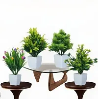 Decoration Bonsai Wild Artificial Plant With Potnbsp;nbsp;-14 cm, Set Of 4, Green-thumb3