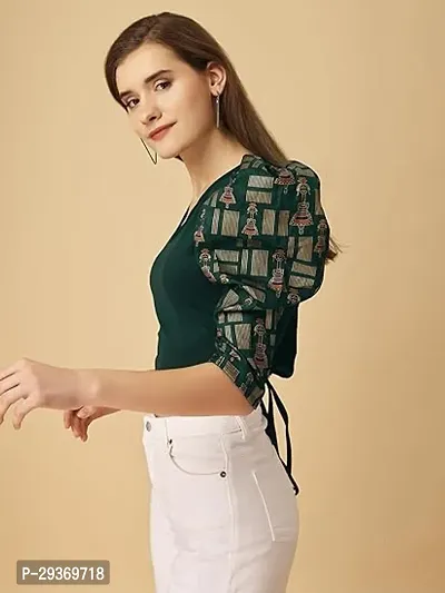 Elegant Green Polyester Printed Top For Women