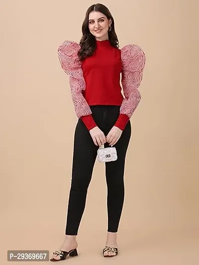 Elegant Red Polyester Printed Top For Women